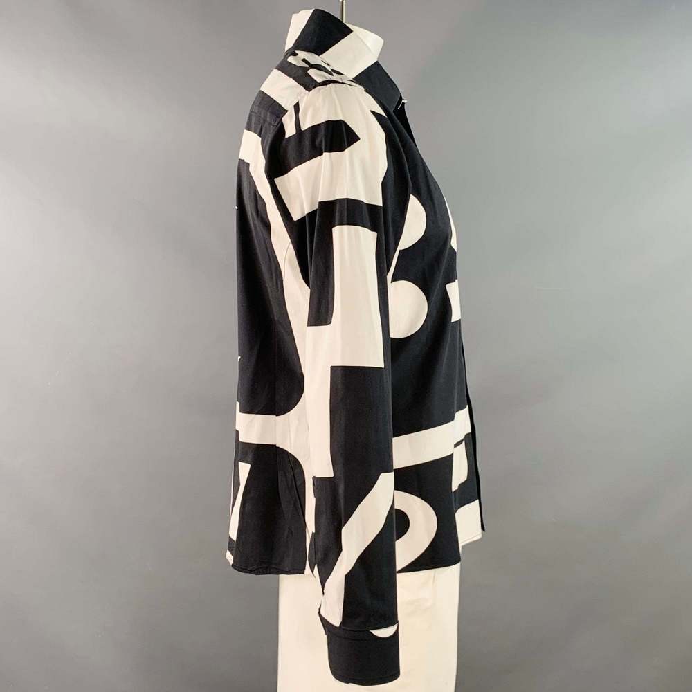 WALTER VAN BEIRENDONCK Black White Graphic Cotton Long Sleeve Shirt - Picture 2 of 8